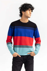 Multi Color Striped Crew Neck Sweater SWT-FFSCN22-254